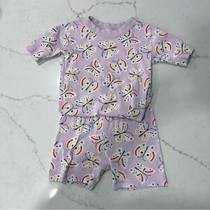 Hanna Andersson Short Johns Pajamas Butterfly Print Lavender | Size 120 (6–7)